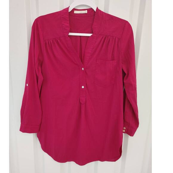 Ellison Tops - Ellison Tunic Pullover Long Sleeve Red Small